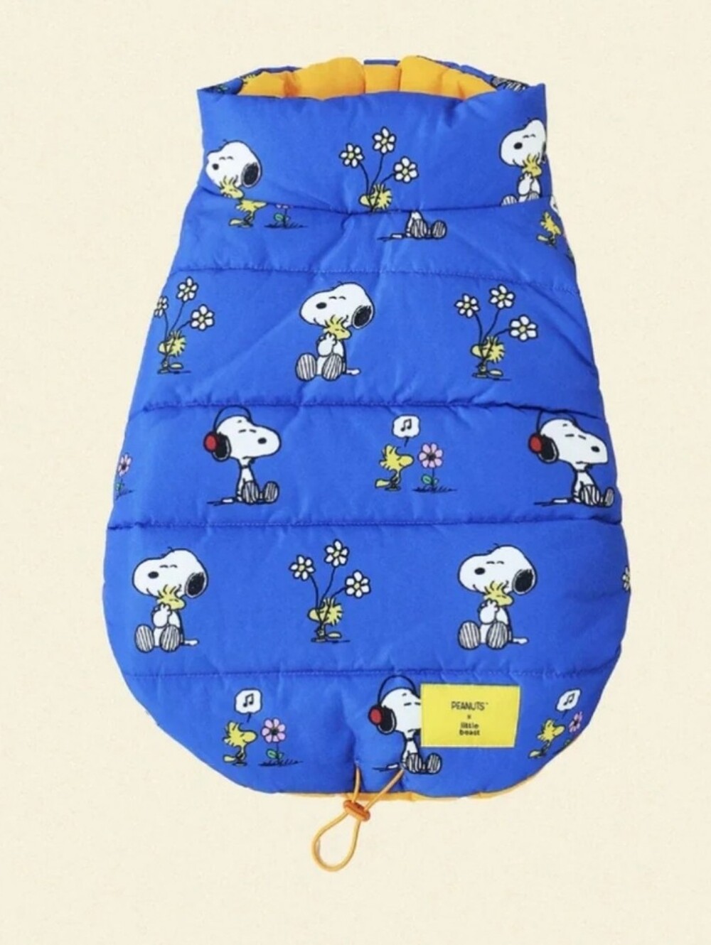 Little Beast Peanuts Snoopy Woodstock Floral Puffer Dog Blue Jacket Coat M NWT